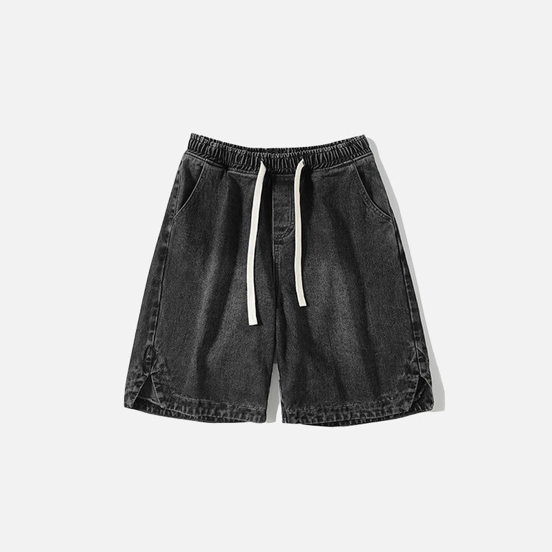 Yıkanmış Bol Kesim Şort, önden görünüm — Navra Wear