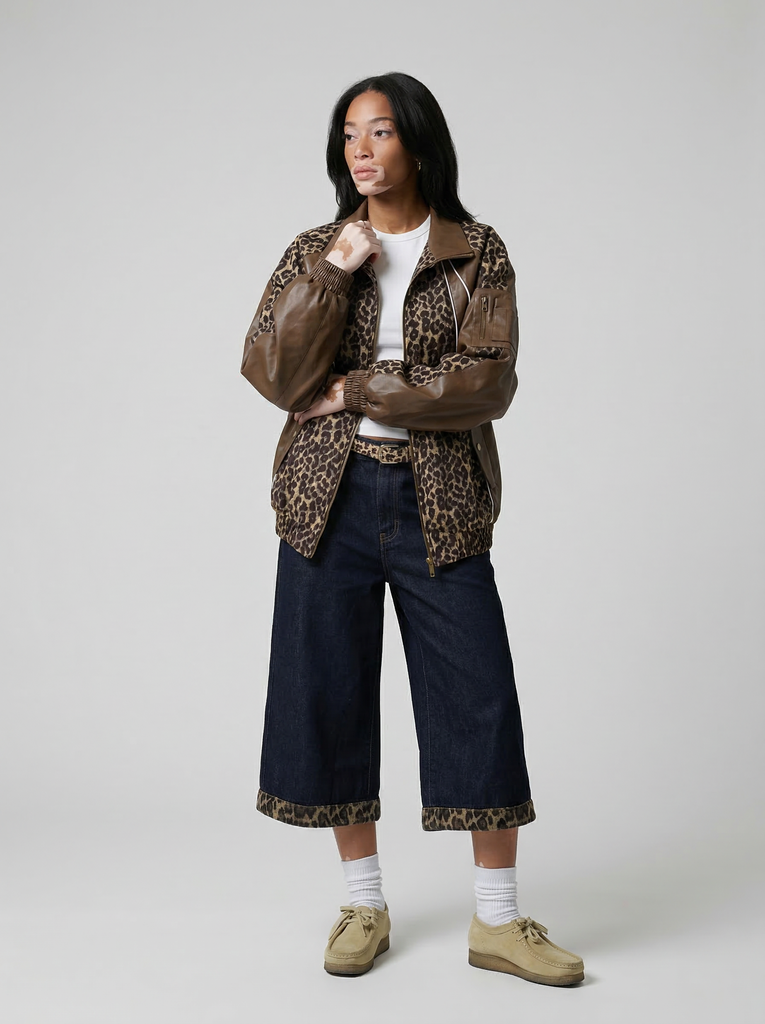 Wild Print Mosaic Timeless Cropped Denim Shorts