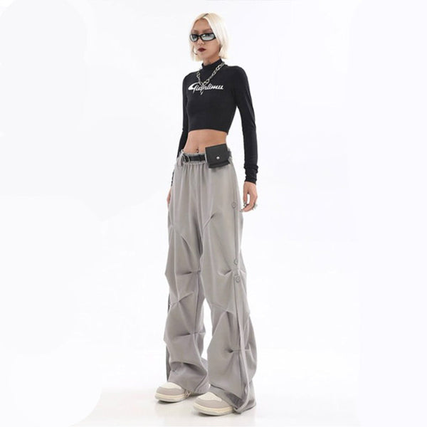 Pintuck Flare Leg Jogger Pants alternatif görünüm