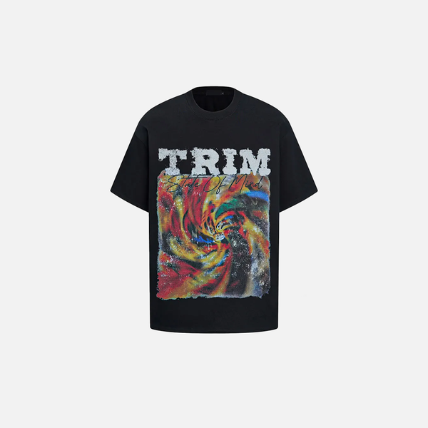 Shadow-Print Artwork Illustrated Hip Hop T-Shirt