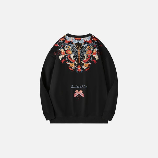 Wings-Print Embroidery Throwback Hip Hop T-Shirt