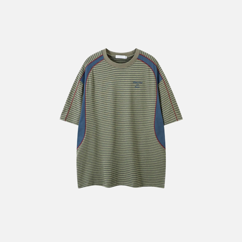 Lightweight Old School Multi-Stripe Aged Spliced T-Shirt