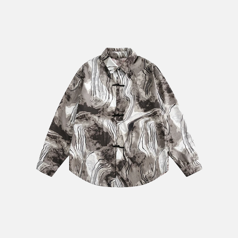Abstract Geo Turndown Collar Woven Shirt