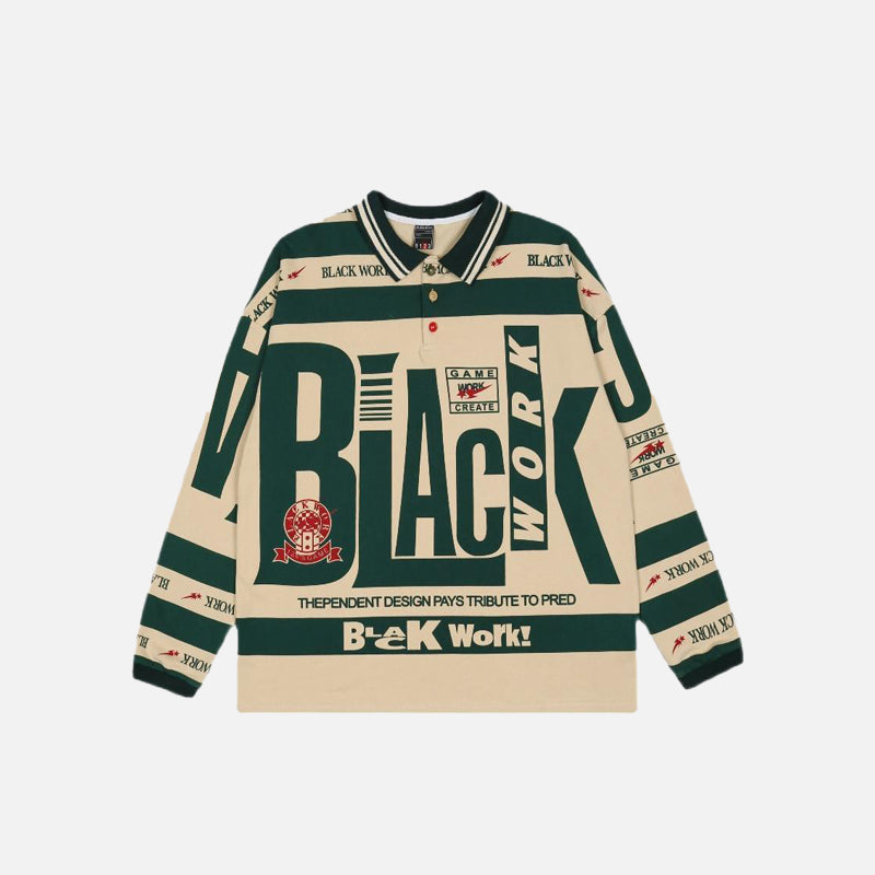 Black Work Sport-Collar T-Shirt