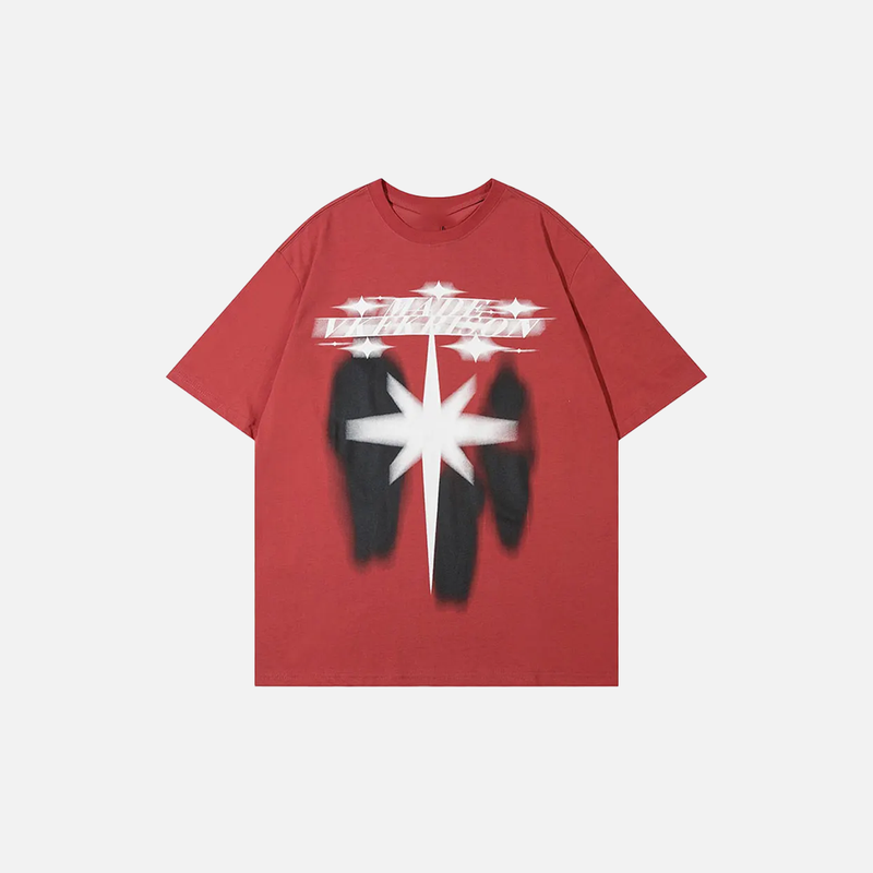 Mesh-Flow Shadow Designed Print Rebel-Cut Hip Hop T-Shirt