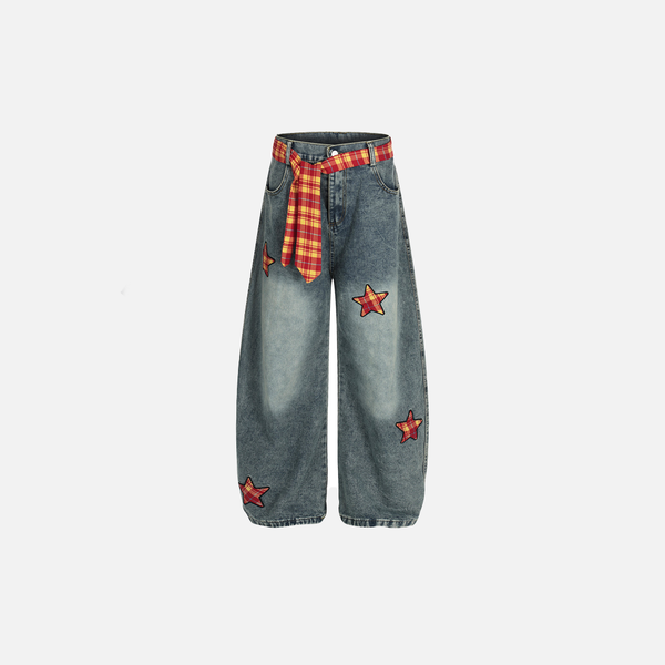 2000s Unique Five-Stellar Bell Leg Denim