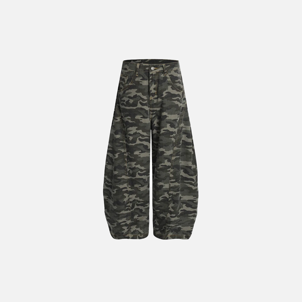 Retro Camo Loose Wide-Leg