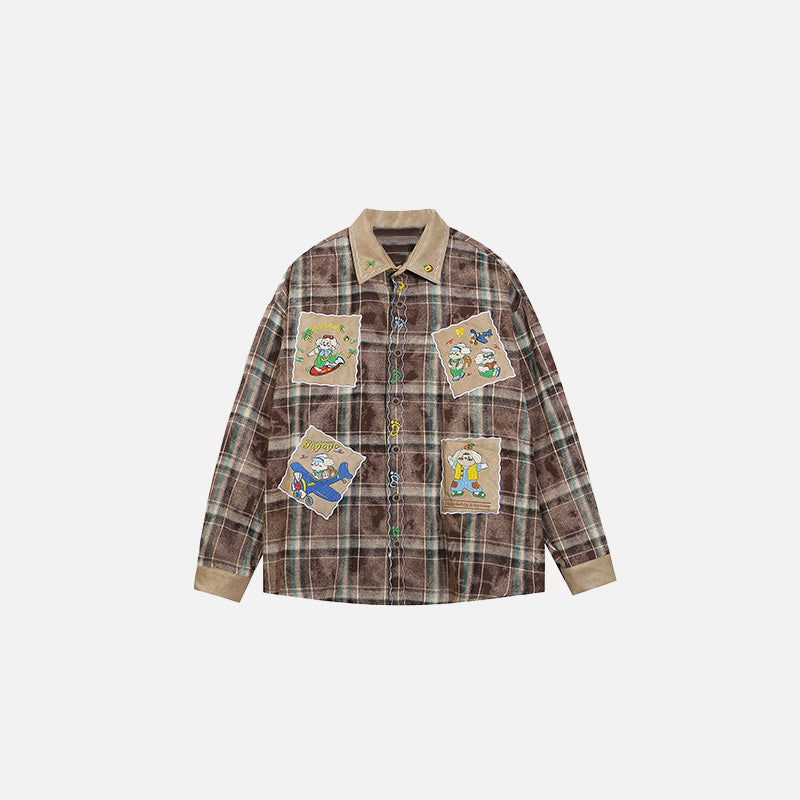Vintage Baskılı Gömlek, önden görünüm — Navra Wear