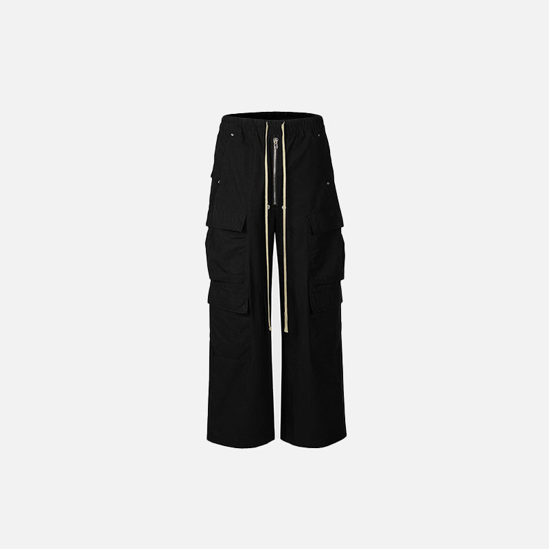 High-Rise Black Solid Street Pants