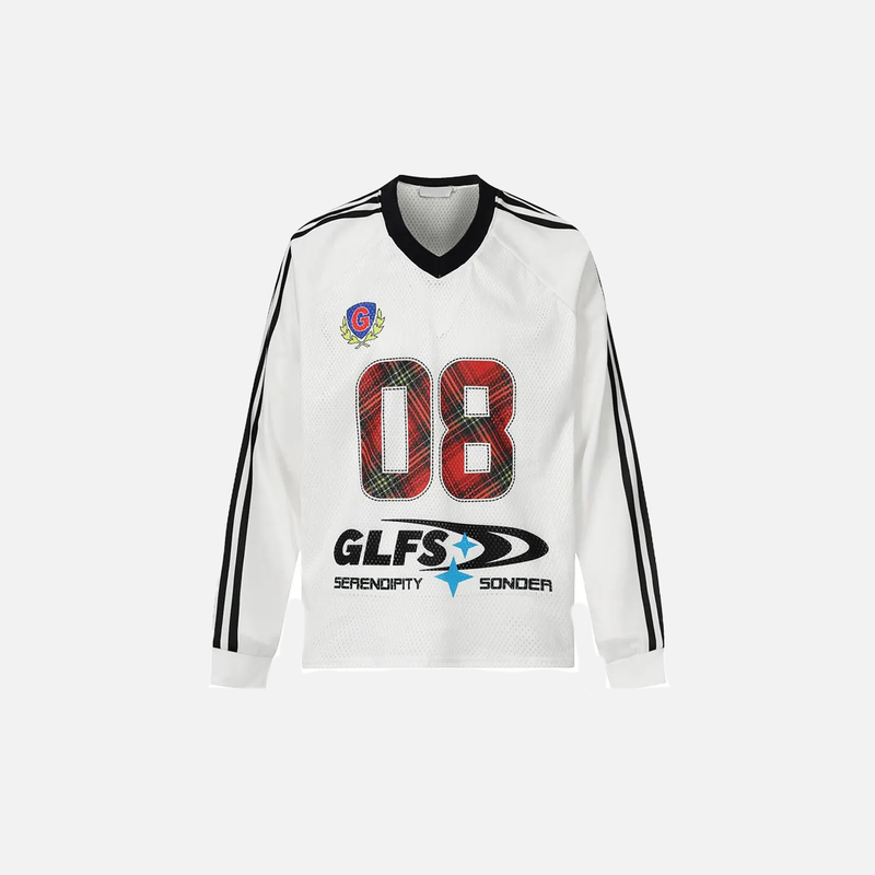 Turn-Of-Era Torn-Vibe Visual Imprinted Long Sleeve Sport T-Shirt