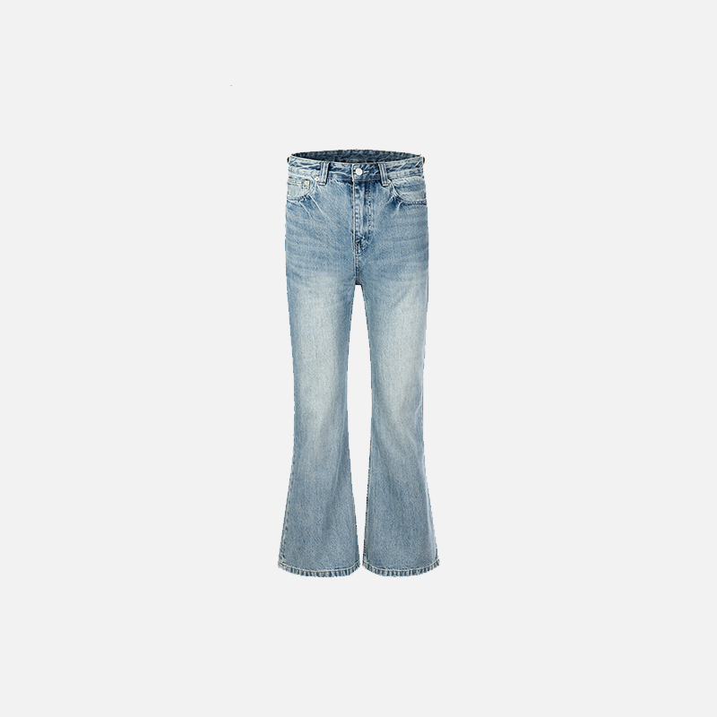 Front view of the blue Washed Ash Micro-Jeans in a gray background