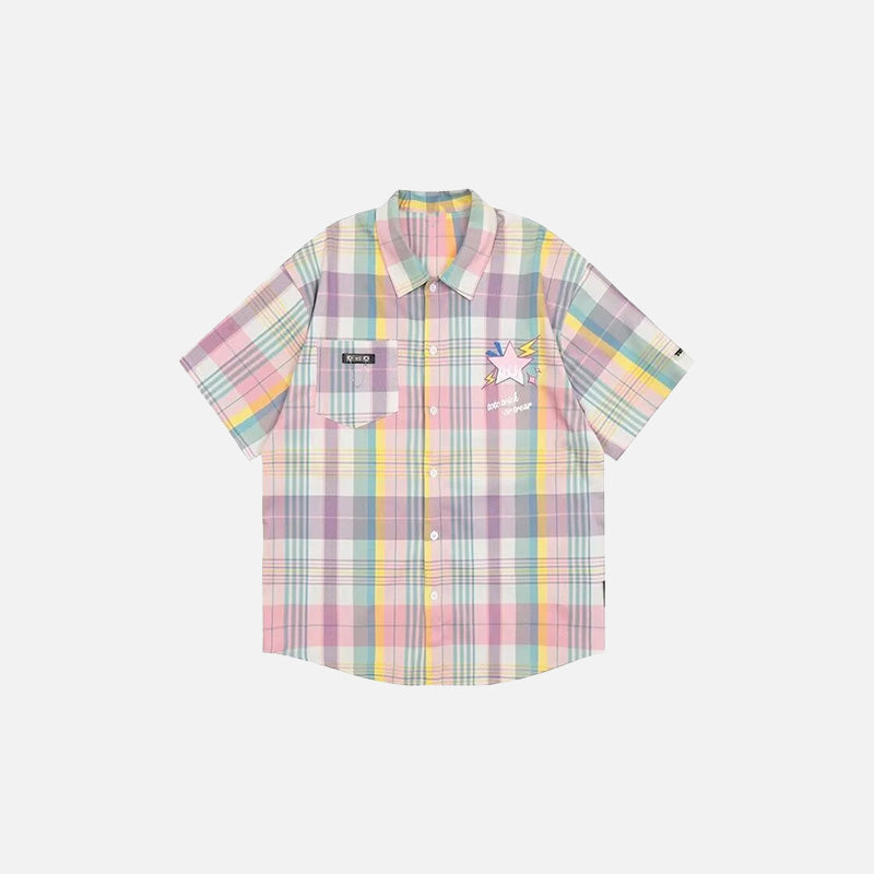 Vintage Oversize Yıldız Baskılı Gömlek, önden görünüm — Navra Wear