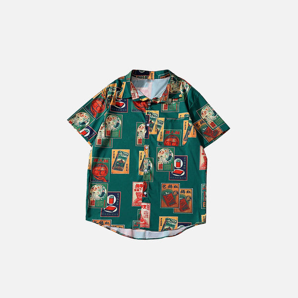 Vintage Baskılı Gömlek, önden görünüm — Navra Wear