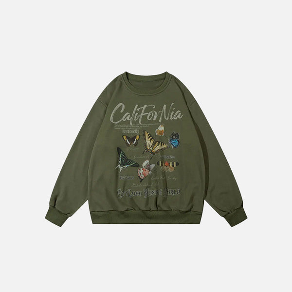 Kelebek Baskılı Sweatshirt, önden görünüm — Navra Wear