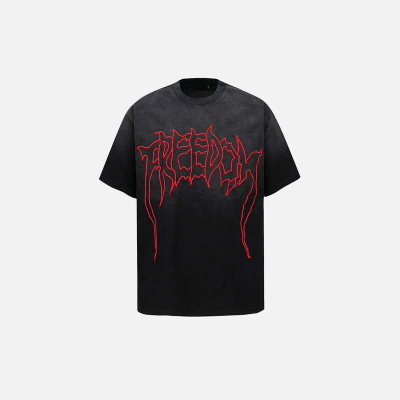 New-Millennium Revival Letter Thread-Work Tie Dye Cotton T-Shirt