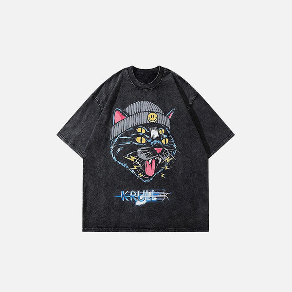 Kedi Baskılı Tişört, önden görünüm — Navra Wear