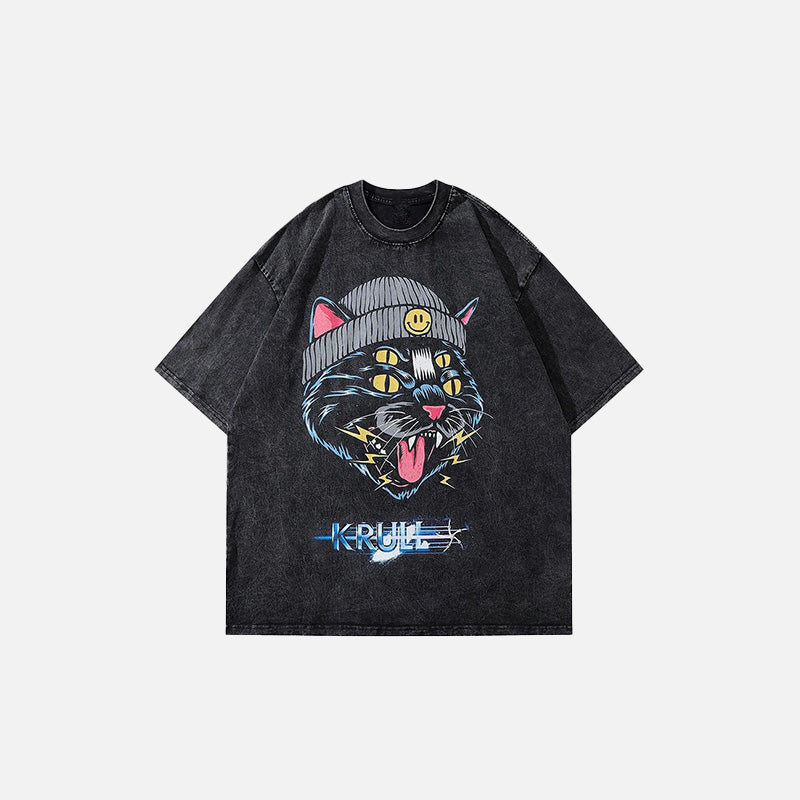 Kedi Baskılı Tişört, önden görünüm — Navra Wear