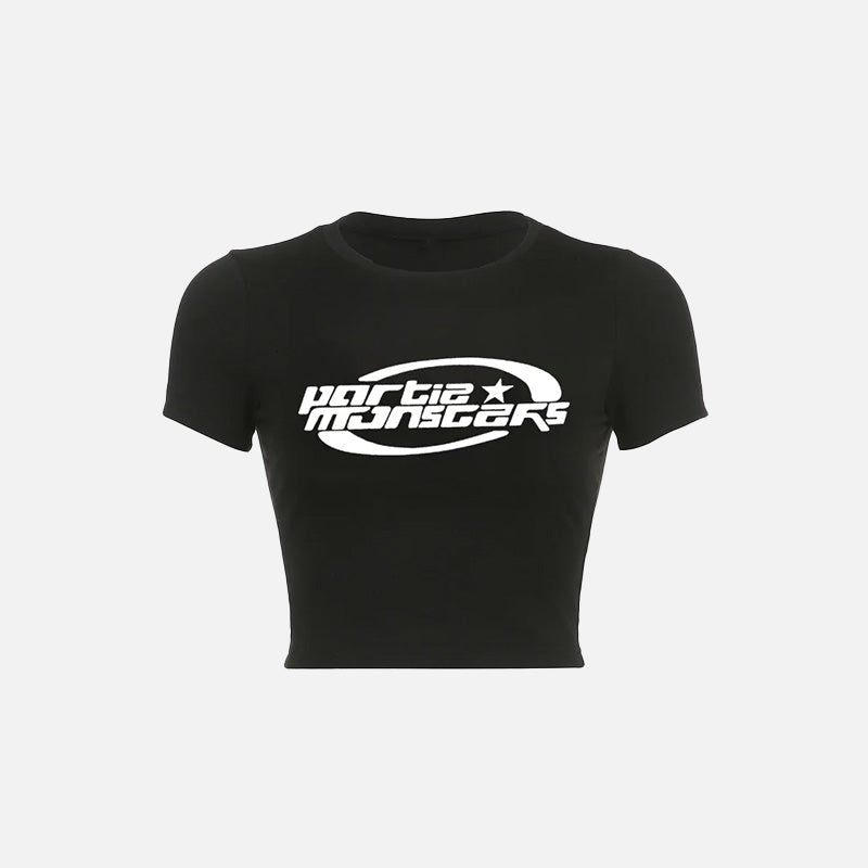 Kadın Y2K Crop Tişört, önden görünüm — Navra Wear