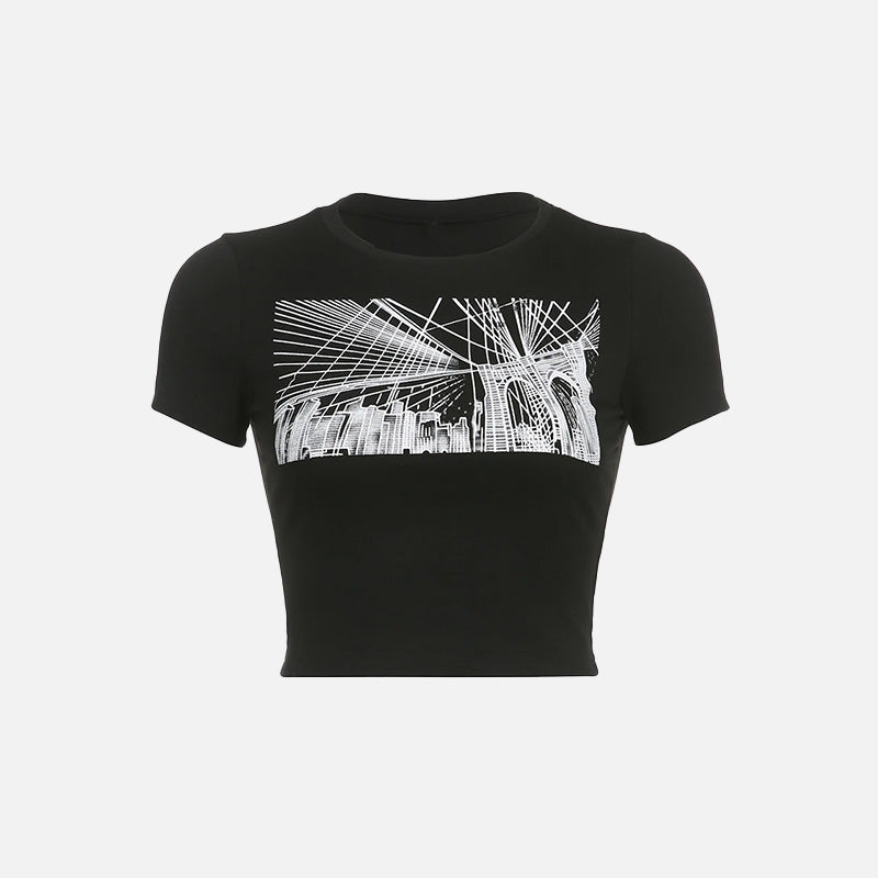Kadın Gotik Baskılı Tişört, önden görünüm — Navra Wear