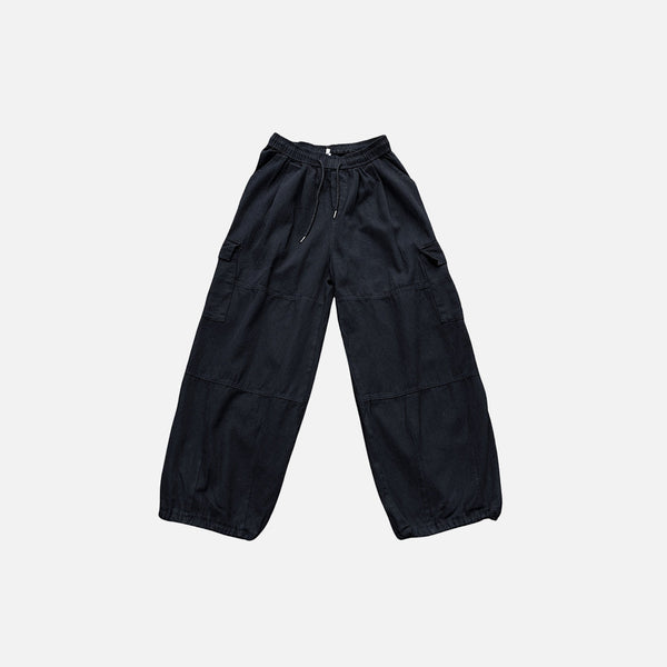 Solid Relaxed Wide Leg Street Pants