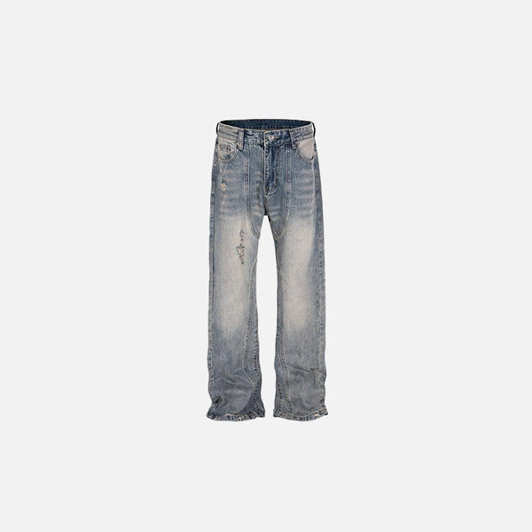 Yıkanmış Yırtık Detaylı Jean Pantolon, önden görünüm — Navra Wear