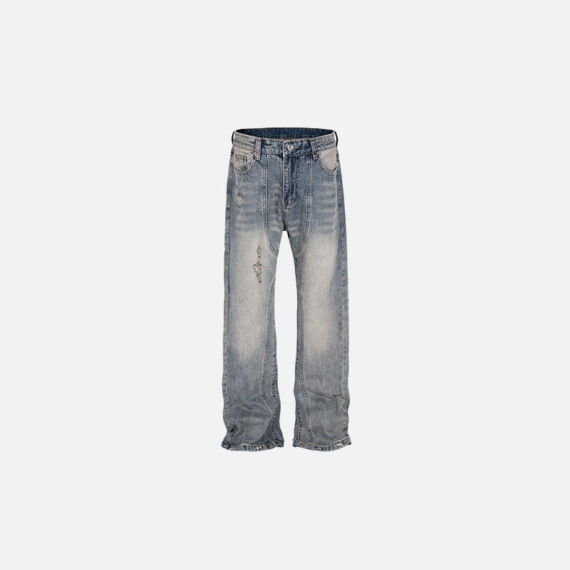 Yıkanmış Yırtık Detaylı Jean Pantolon, önden görünüm — Navra Wear
