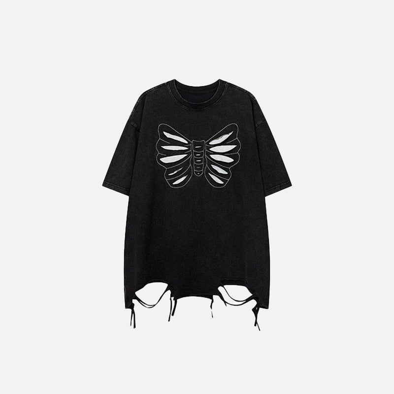 Y2K Kelebek Baskılı Oversize Tişört, önden görünüm — Navra Wear