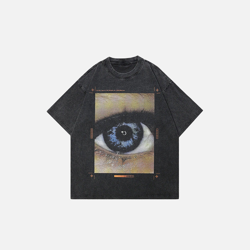 Vintage Göz Baskılı Tişört, önden görünüm — Navra Wear