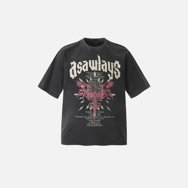 Block-Style Midnight Dark-Craft Illustrated Patterned Boxy-Fit T-Shirt
