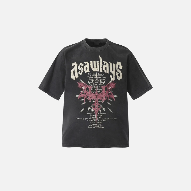 Block-Style Midnight Dark-Craft Illustrated Patterned Boxy-Fit T-Shirt