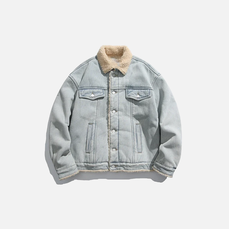Winter Cozy Denim Faux Fur Field Jacket