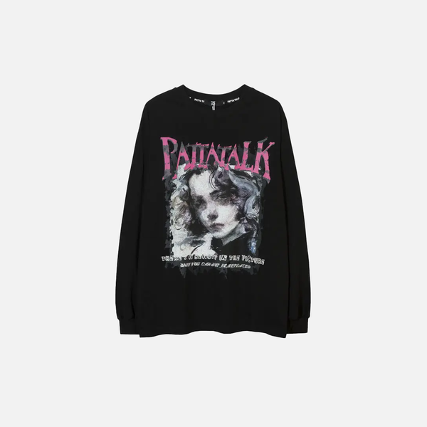 Dark-Craft Noir Style Portrait Designed Long-Sleeve T-Shirt
