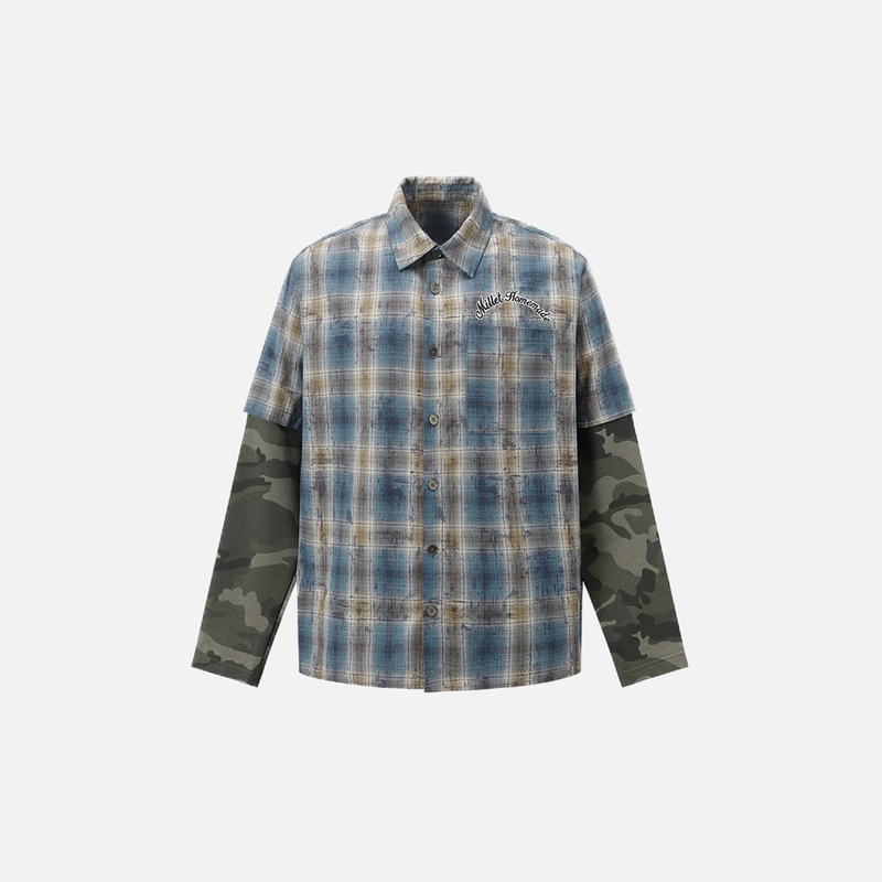 Camo Splice Urban Button Long Shirt