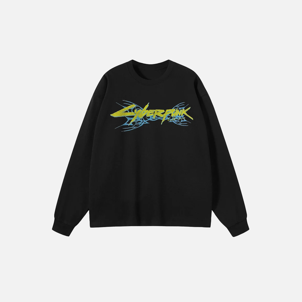 Black Animated-Print Devil Visual Long Sleeve T-Shirt
