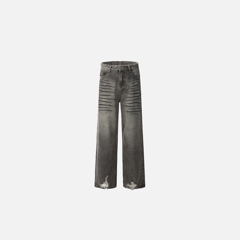 Yıkanmış Yırtık Detaylı Jean Pantolon, önden görünüm — Navra Wear