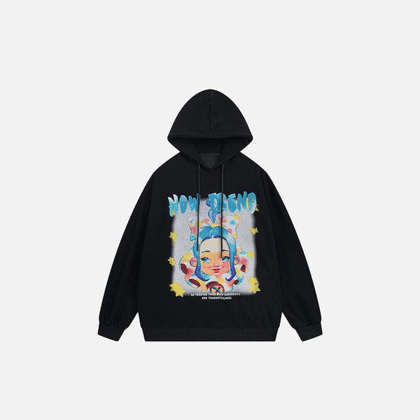 Cartoon Girl Star Graphic Sweatshirt