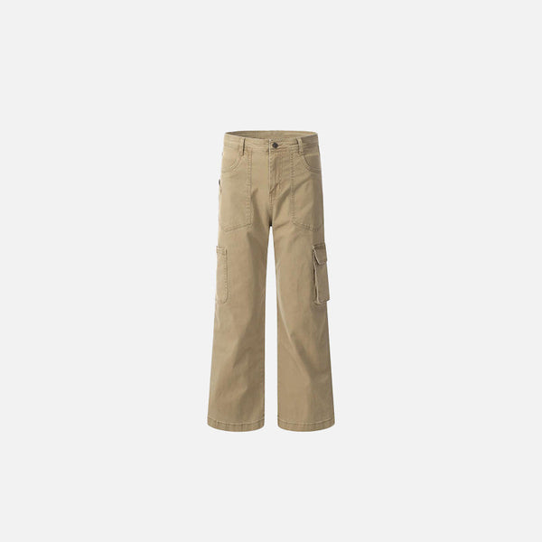 Düz Kesim Çok Cepli Kargo Pantolon, önden görünüm — Navra Wear