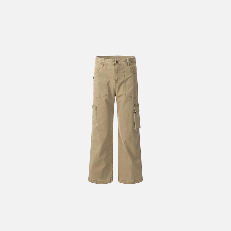 Düz Kesim Çok Cepli Kargo Pantolon, önden görünüm — Navra Wear