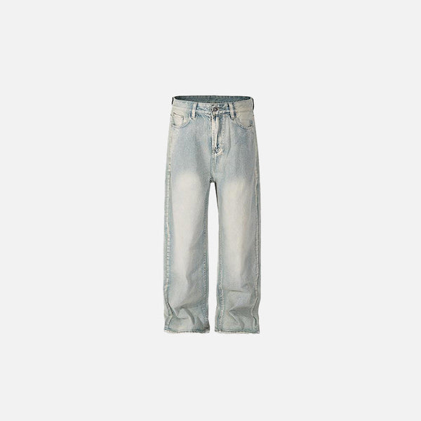 Yıkanmış Düz Kesim Jean Pantolon, önden görünüm — Navra Wear