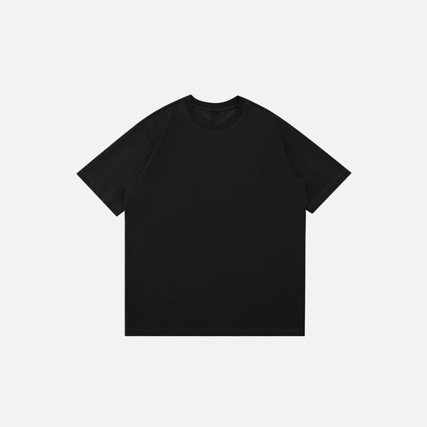 Front view of the black Blank Oversized Solid T-shirt in a gray background