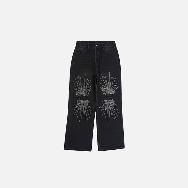 Yırtık Detaylı Baggy Jean Pantolon, önden görünüm — Navra Wear