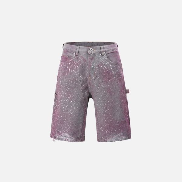 Crystal Grunge Denim Shorts