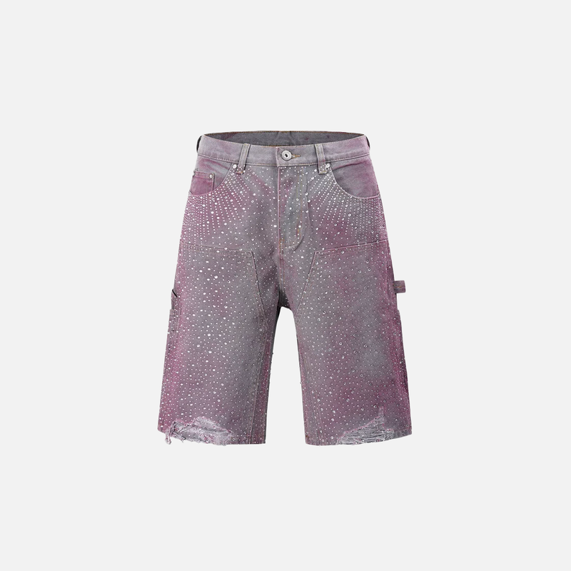Crystal Grunge Denim Shorts