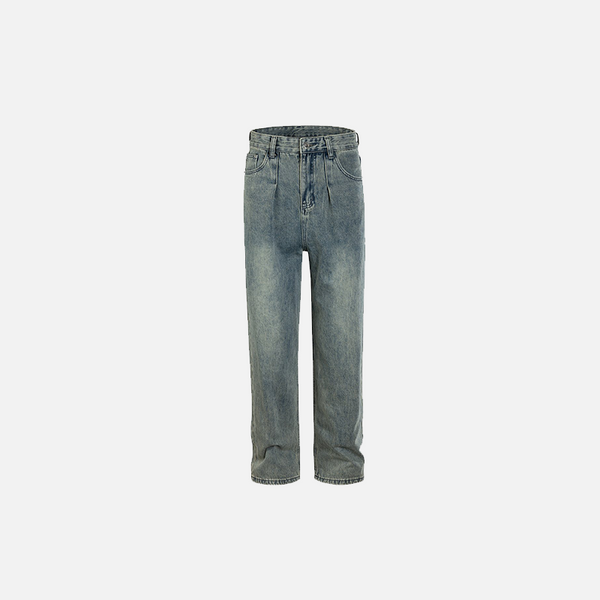 Vintage Yıkanmış Baggy Jean Pantolon, önden görünüm — Navra Wear