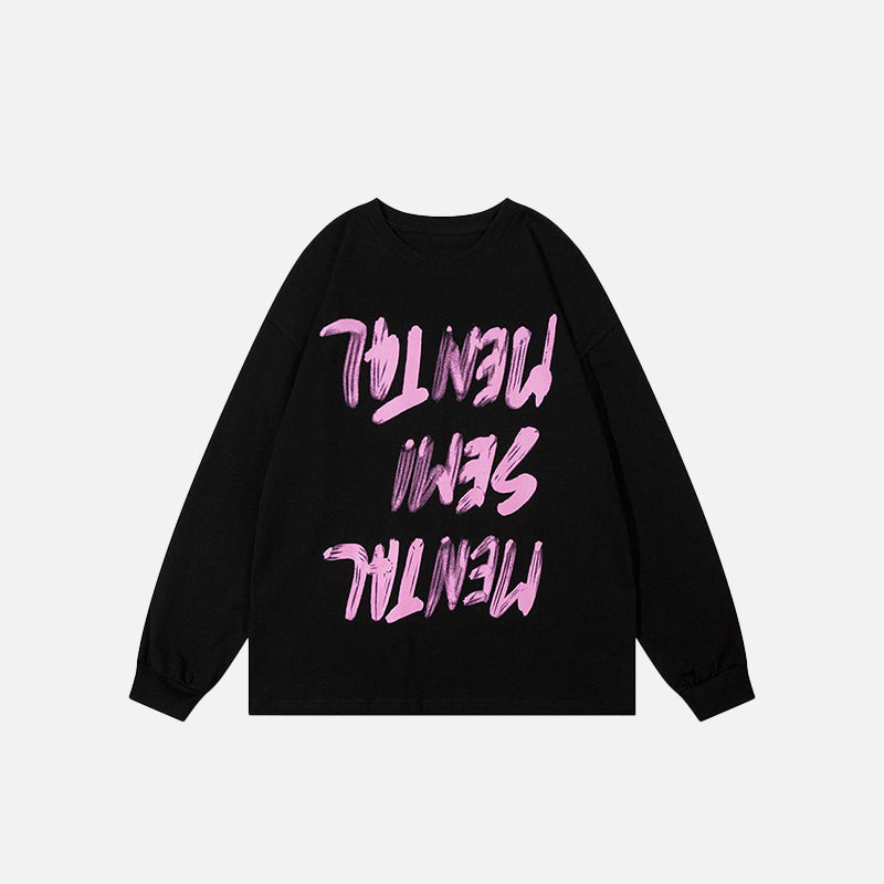 Print Letter Reversed Long Sleeve T-Shirt