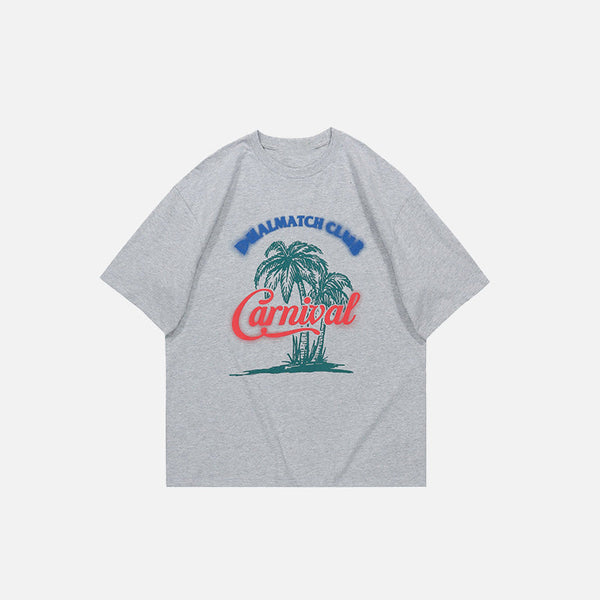 Front view of the grey Summer Loose Short-sleeved T-Shirt in a gray background