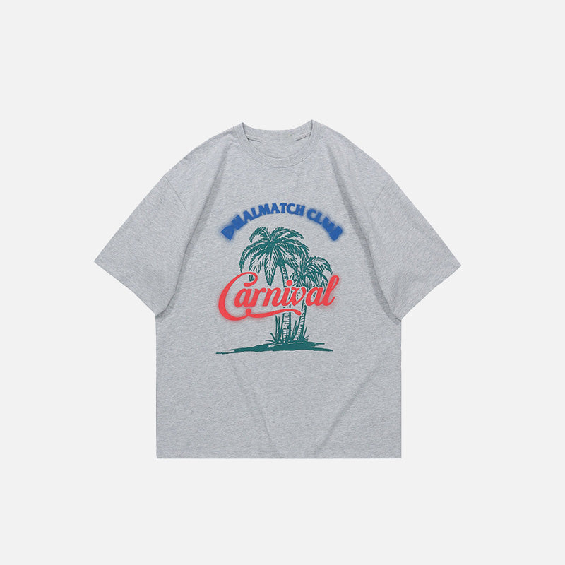 Front view of the grey Summer Loose Short-sleeved T-Shirt in a gray background