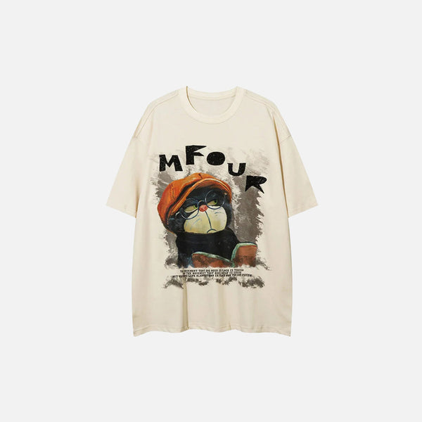 Kedi Baskılı Tişört, önden görünüm — Navra Wear