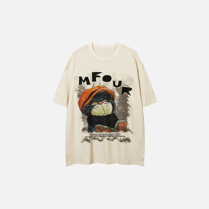 Kedi Baskılı Tişört, önden görünüm — Navra Wear