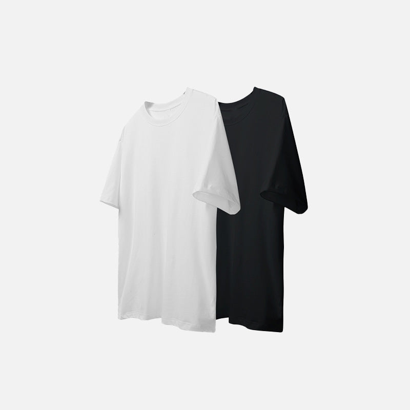 Front view of the Black And White Solid Color T-shirt in a gray background